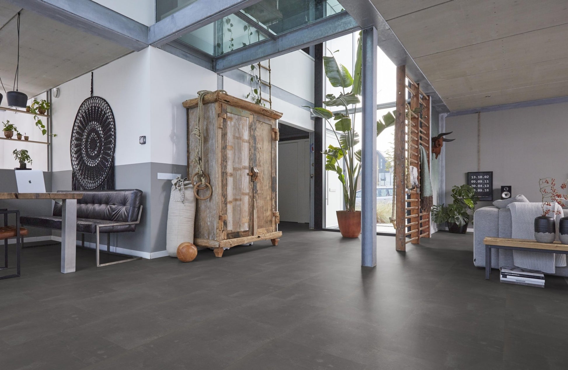 Floorlife Westminster Dark Grey 5203 Tegel Dryback PVC - Natuursteen look 61x61 cm - Solza.nl