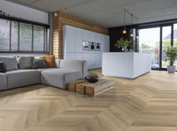 Floorlife Yup Chevron Paddington Beige Dryback PVC hongaarse punt - Solza.nl