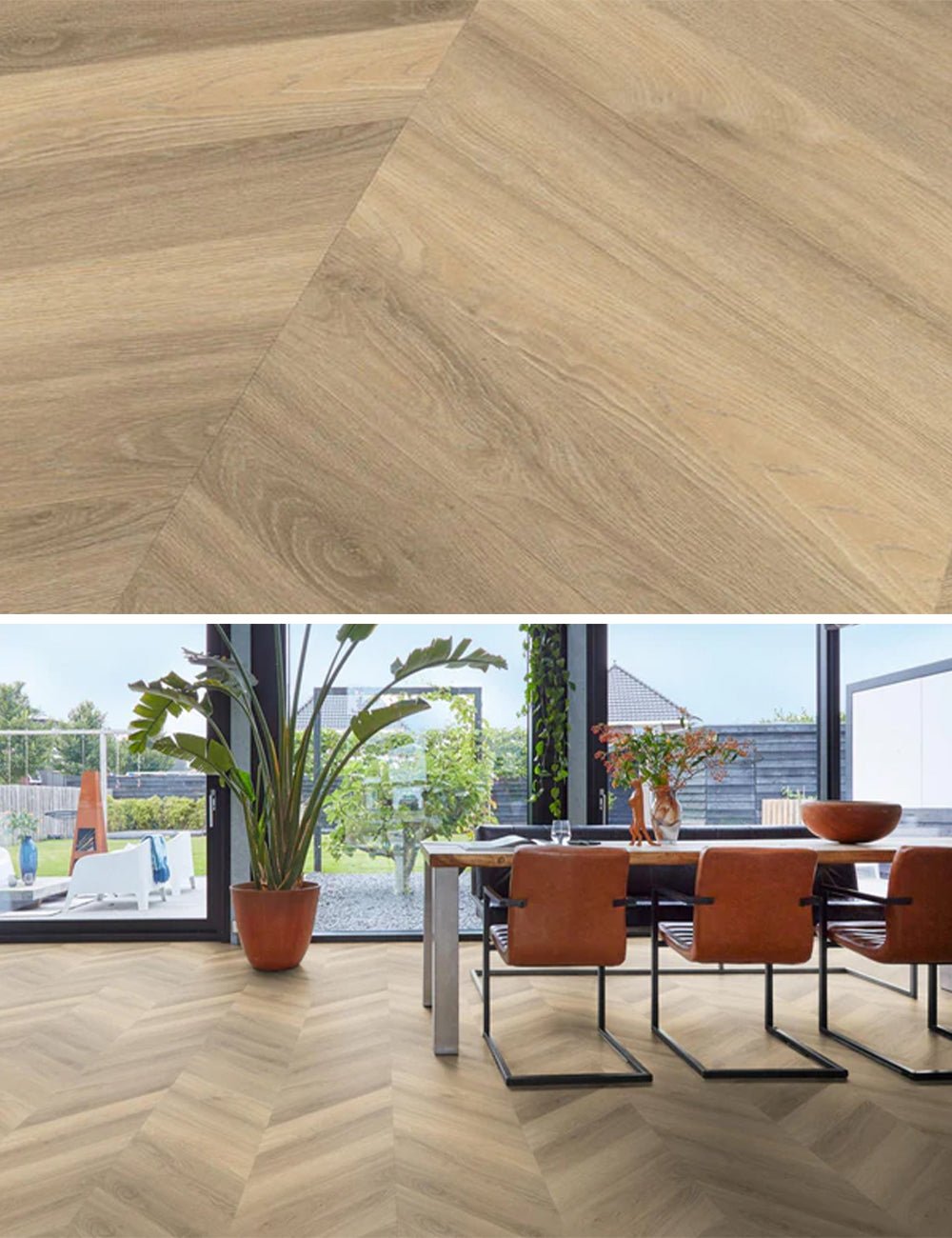 Floorlife Yup Chevron Paddington Beige Dryback PVC hongaarse punt - Solza.nl