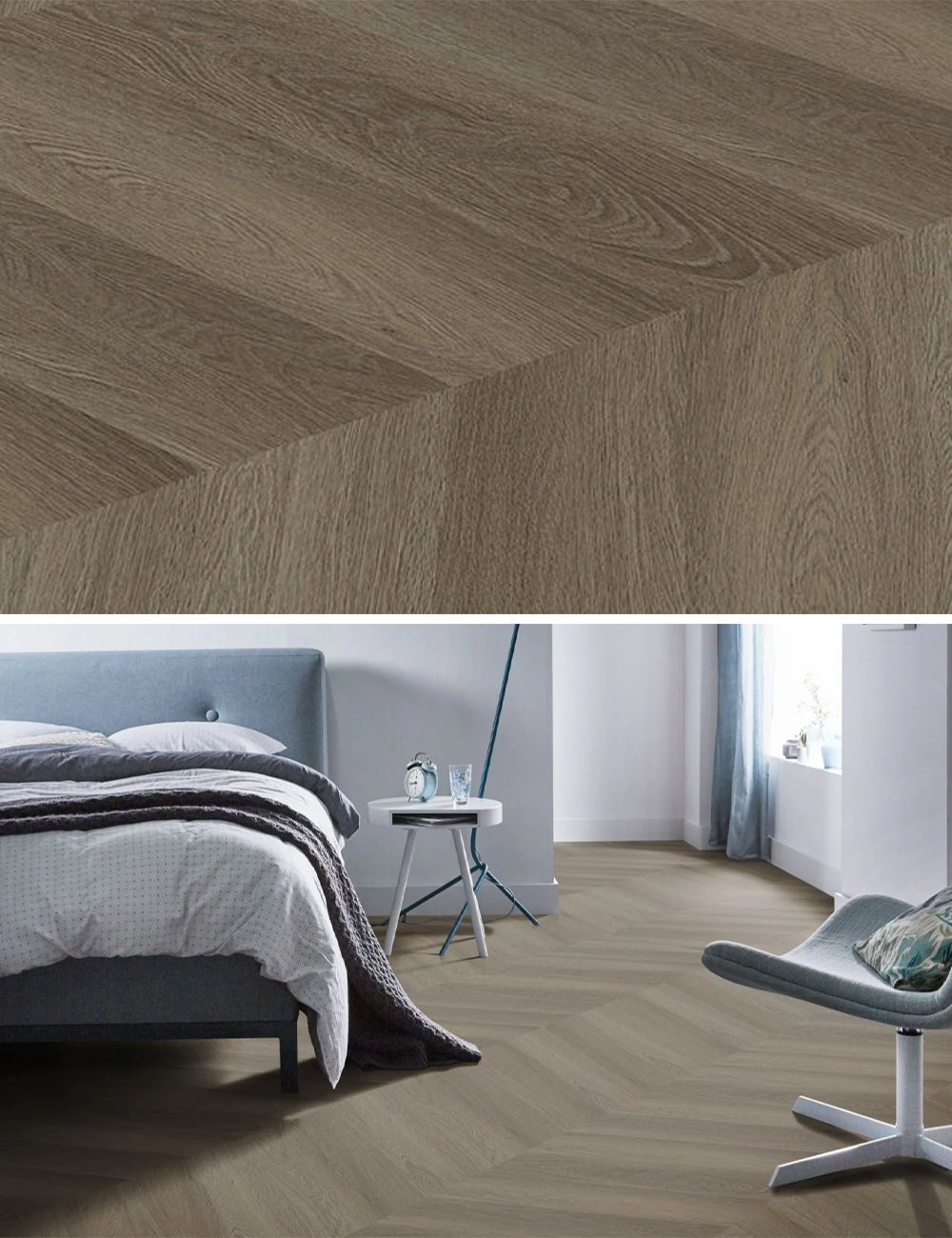 Floorlife Yup Fulham Chevron Brown 1615 Dryback PVC - Hongaarse Punt - Solza.nl