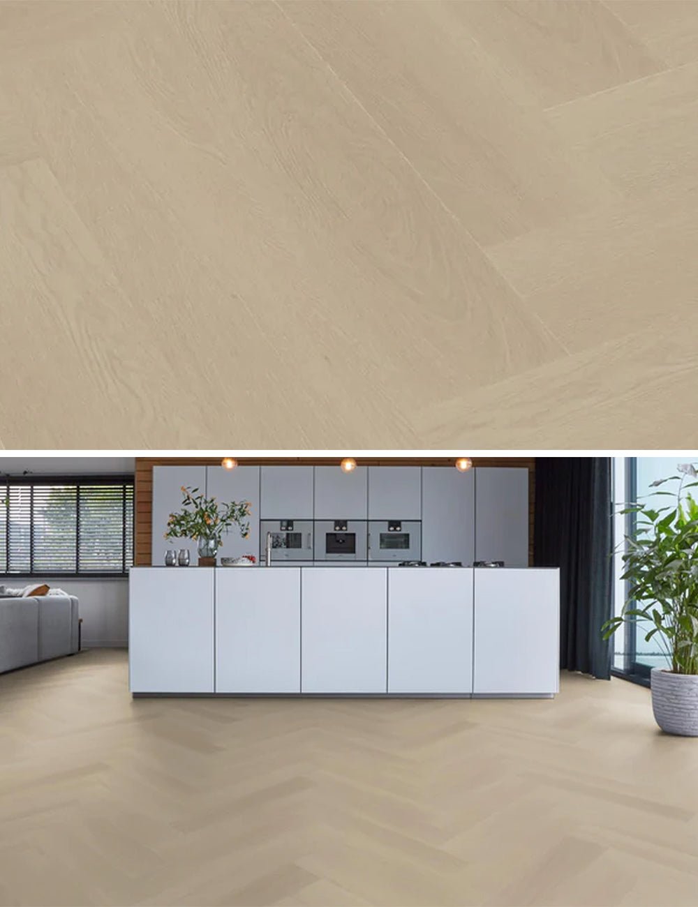 Floorlife Yup Fulham Herringbone Beige Dryback PVC - Solza.nl