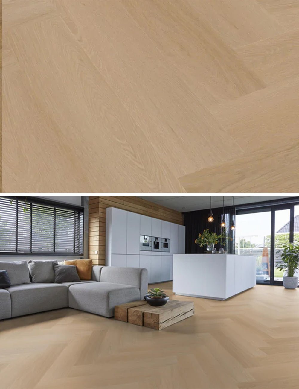 Floorlife Yup Fulham Herringbone Natural Oak Dryback PVC - Solza.nl