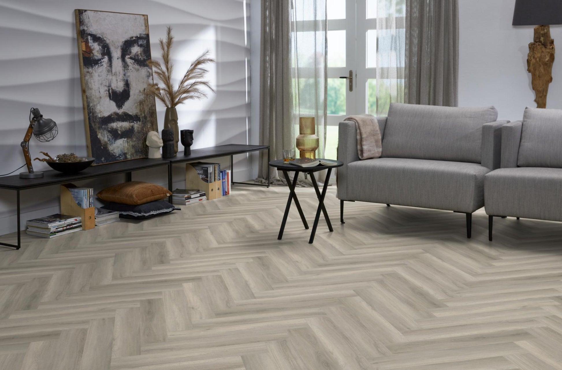 Floorlife Yup Herringbone Paddington Grey Dryback PVC - Solza.nl