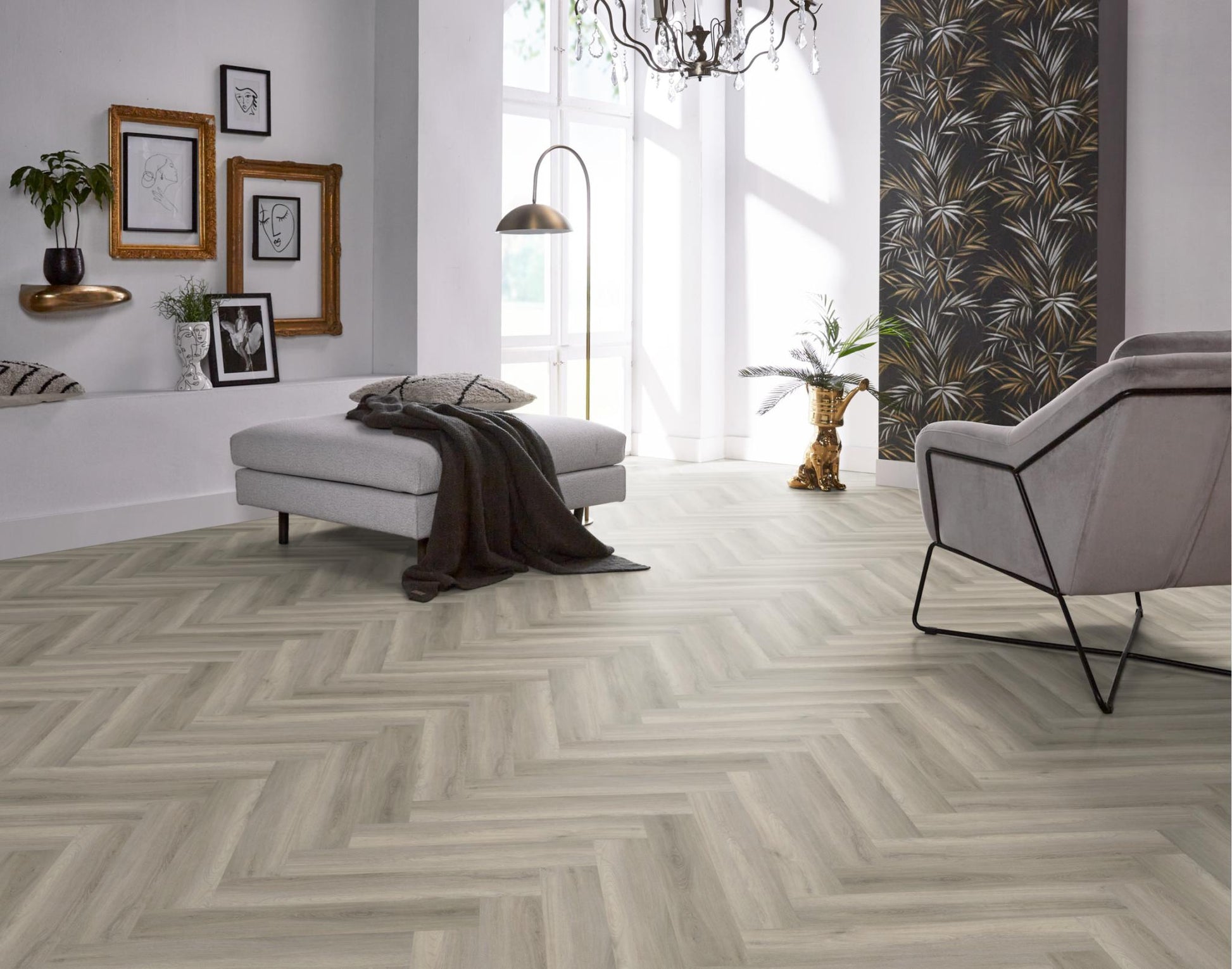 Floorlife Yup Herringbone Paddington Grey Dryback PVC - Solza.nl