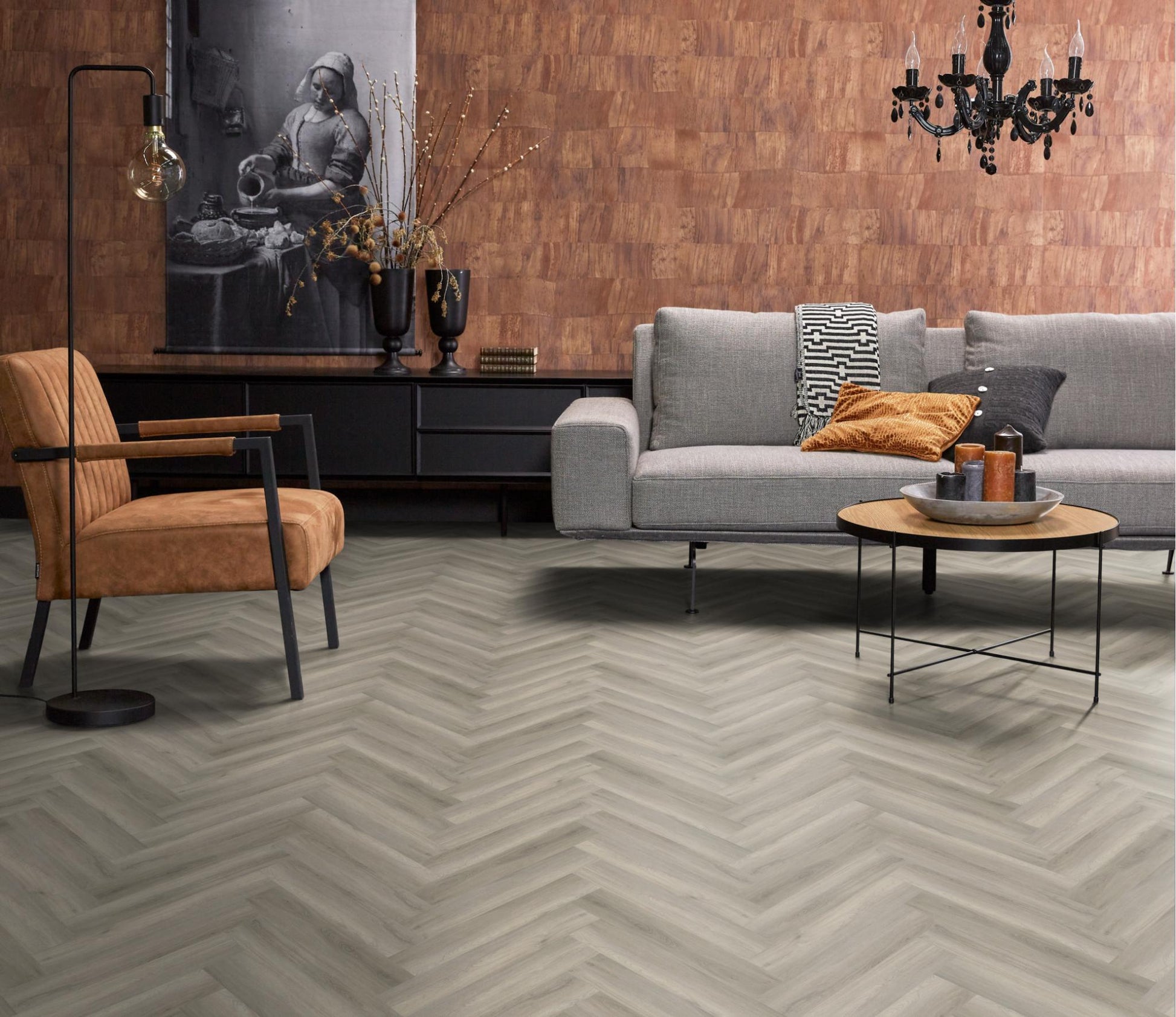 Floorlife Yup Herringbone Paddington Grey Dryback PVC - Solza.nl