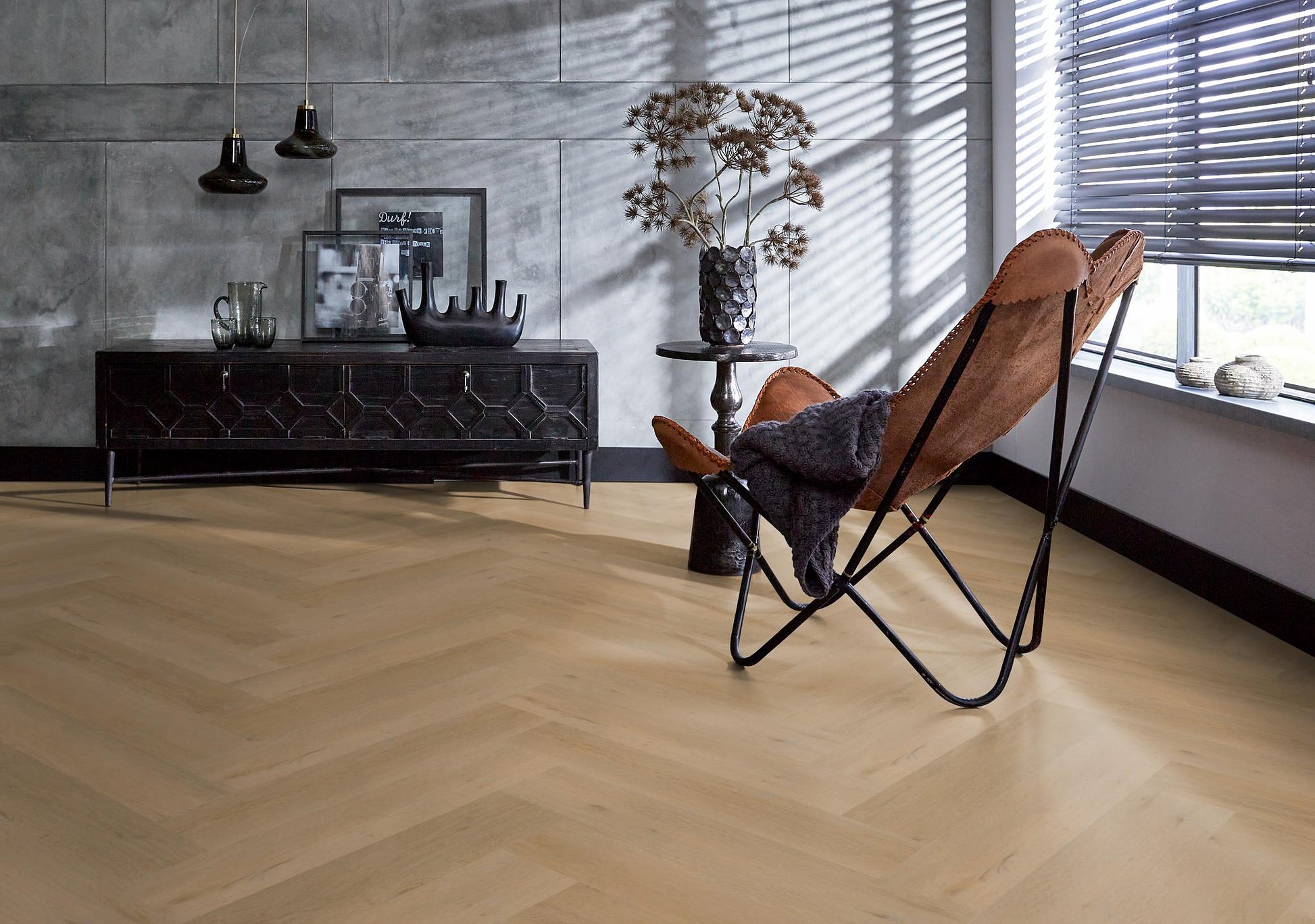 Floorlife Yup Leyton Herringbone Warm Oak Dryback PVC - Noestarm eikenlook - Solza.nl